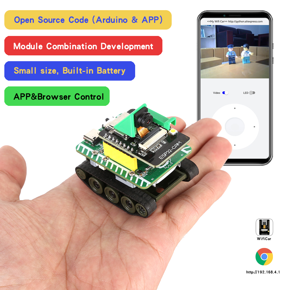ミニ Esp32 RC タンクモデルトラクタークローラーバランスカーマウントトラックロボットシャーシ ESP32 ロボットカー APP/クレーマーコントロールタンク用