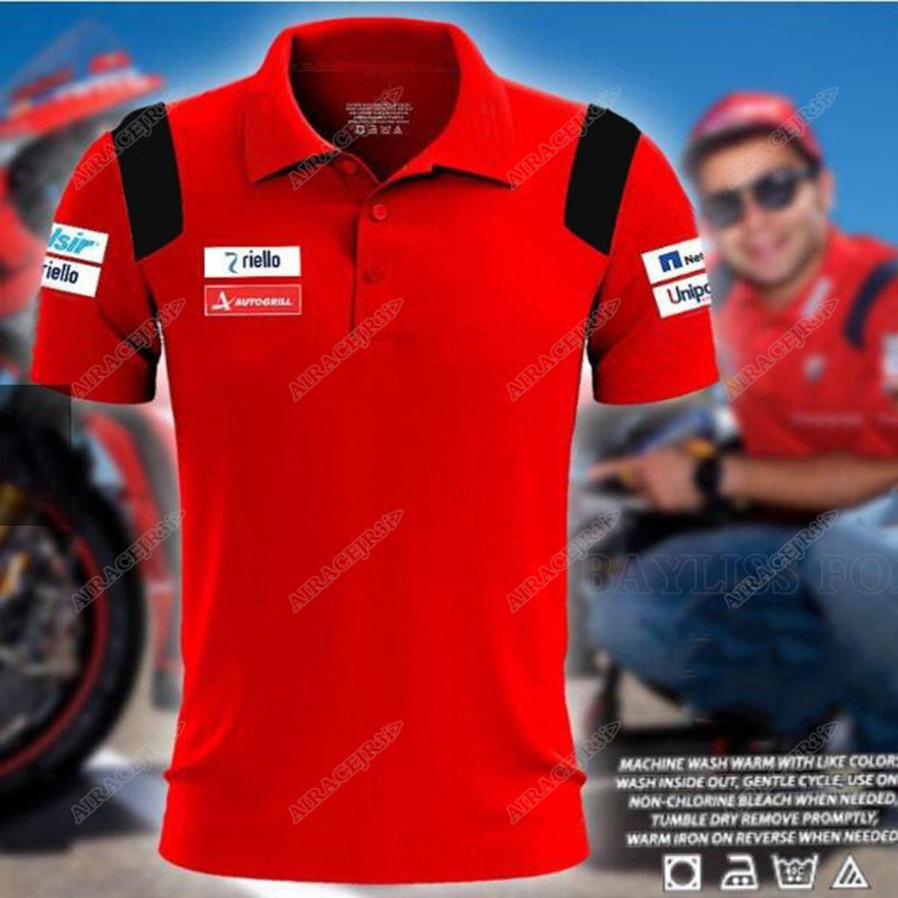 モト GP オートバイ Ducati ポロシャツ CORSE メンズスーパーバイク Tシャツスポーツレーシングチーム夏通気性色褪せない赤黒