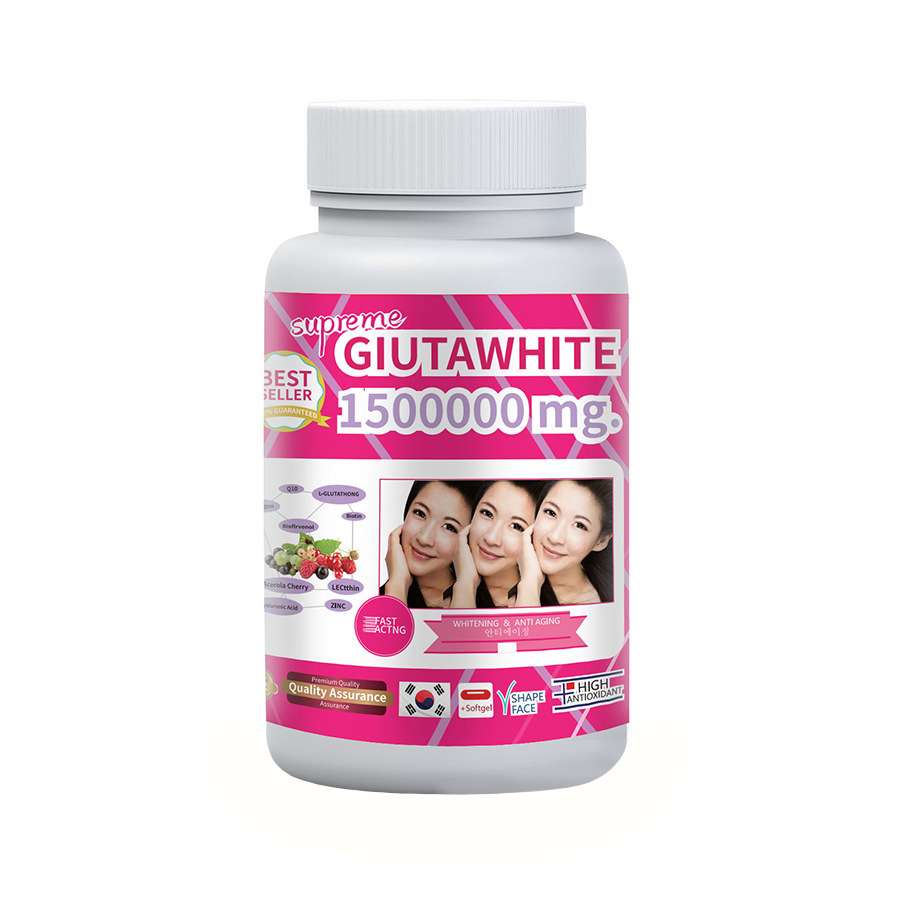 Gluta White 1500000mg 美白カプセル - シミやニキビ跡を軽減 - 老化防止と抗酸化効果