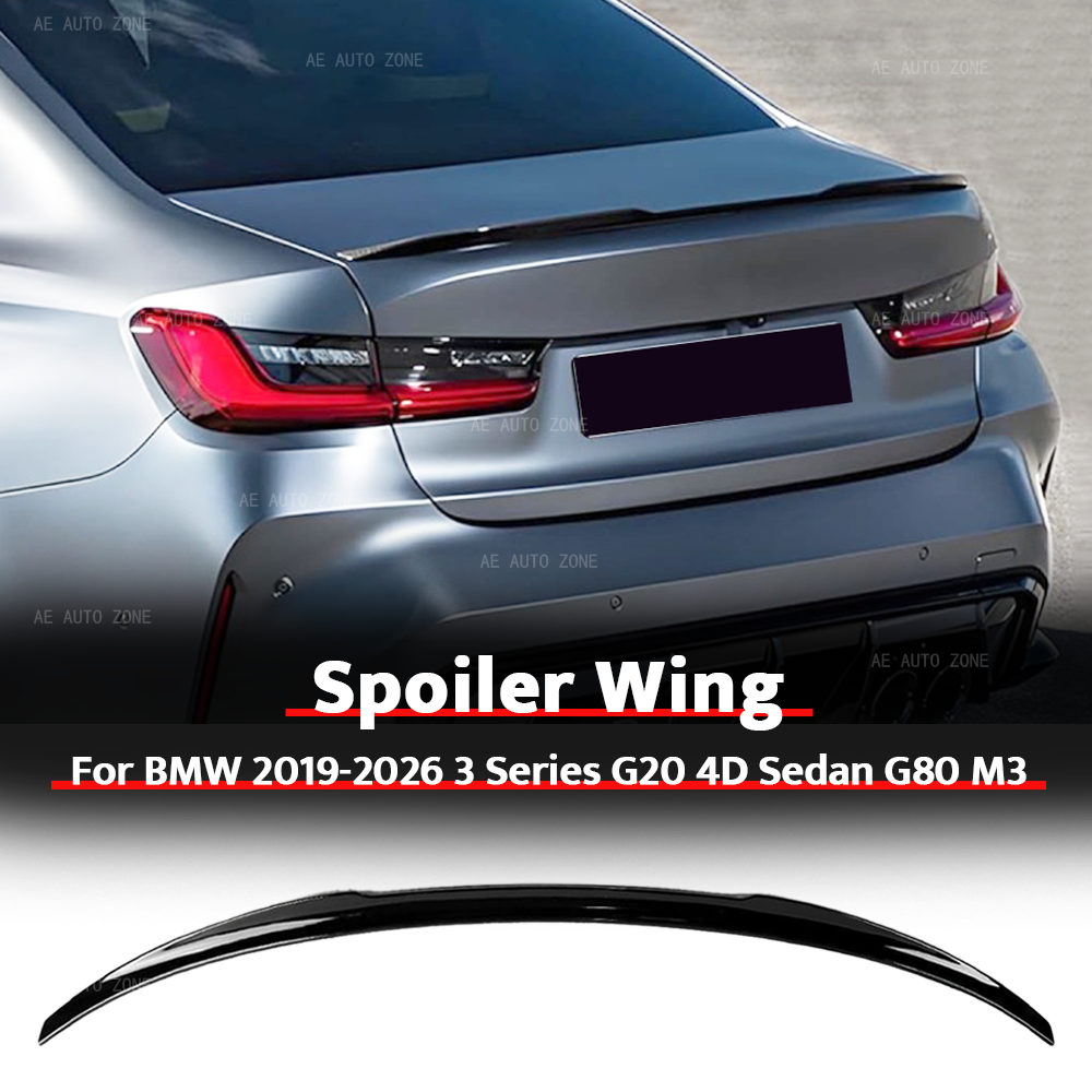 光沢のある黒 M3 スタイルリアスポイラーウイング BMW 2019-2026 3 シリーズ G20 4 ドアセダン G80 M3 ブーツリップテールゲートウイング