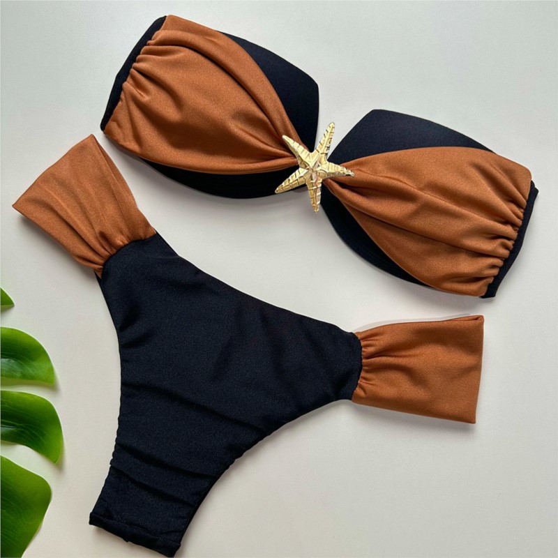 Swimsuit For Women 2026 Swimwears Swimwear Stylish New Bikini Sexy Strapless Patchwork Two Piece Set Teenagers Sports
