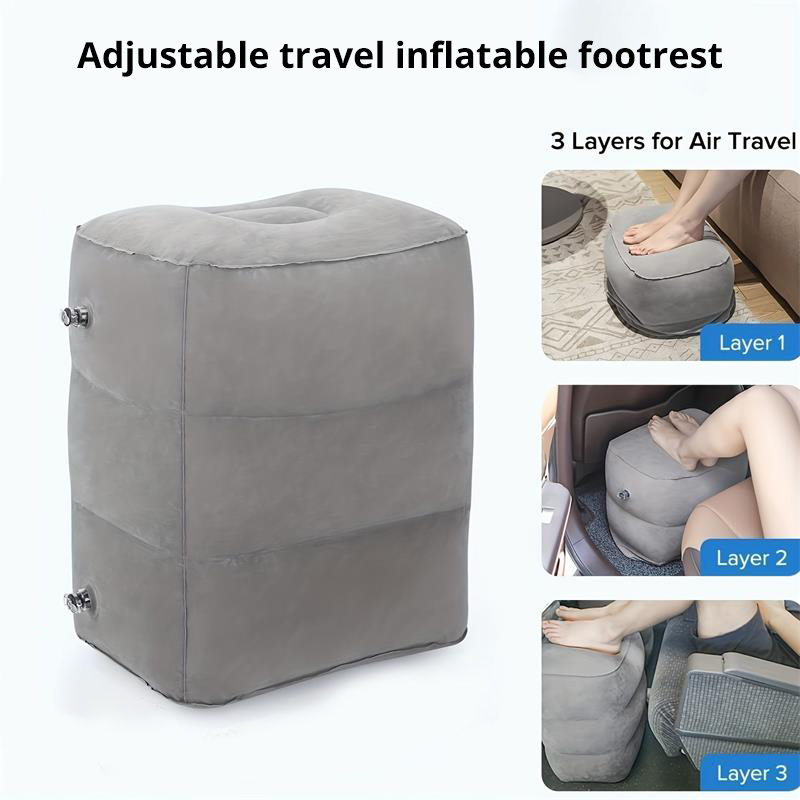 1pc インフレータブルフットレスト枕旅行ポータブル調節可能な三層高さスツールフットレスト脚クッション枕