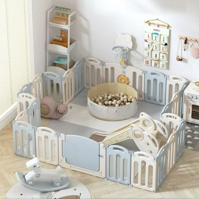 子供用折りたたみベビーサークル 屋外用安全チャイルドフェンス付きプラスチック製ベビーゲート