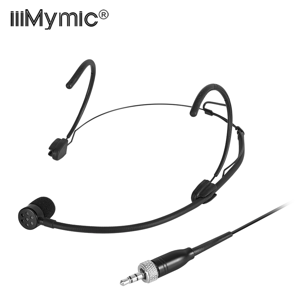 iiimymic 単一指向性黒ヘッドセットマイク 3.5 ミリメートルロック可能な歌うヘッドウォーンマイクゼンハイザーワイヤレスボディパックシステム
