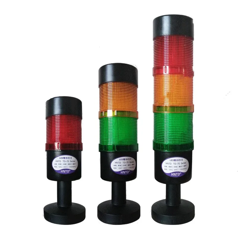 Diameter 70mm Led Multi-Layer Stack Warning Light Black 12V/24V/110V/220V Safety Warning  Buzzer Light For Industrial Machines