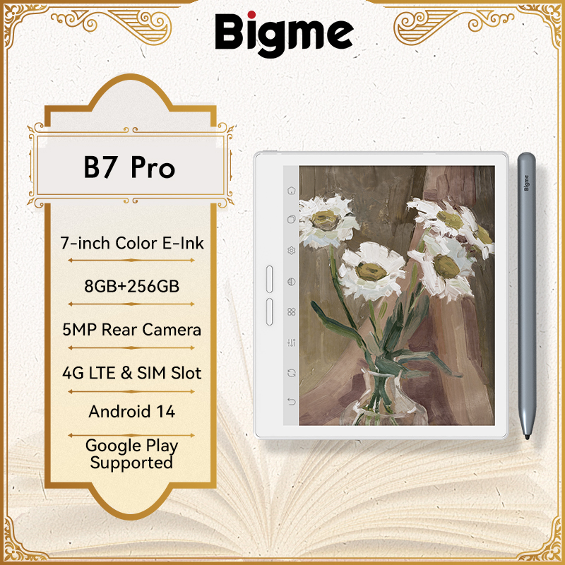 Bigme B7 Pro 電子ブック リーダー、7 インチ カラー電子インク電子ブック、Android 14 OS、8 256GB、300 PPI 電子ブック、目に優しい電子ペーパー電子ブック