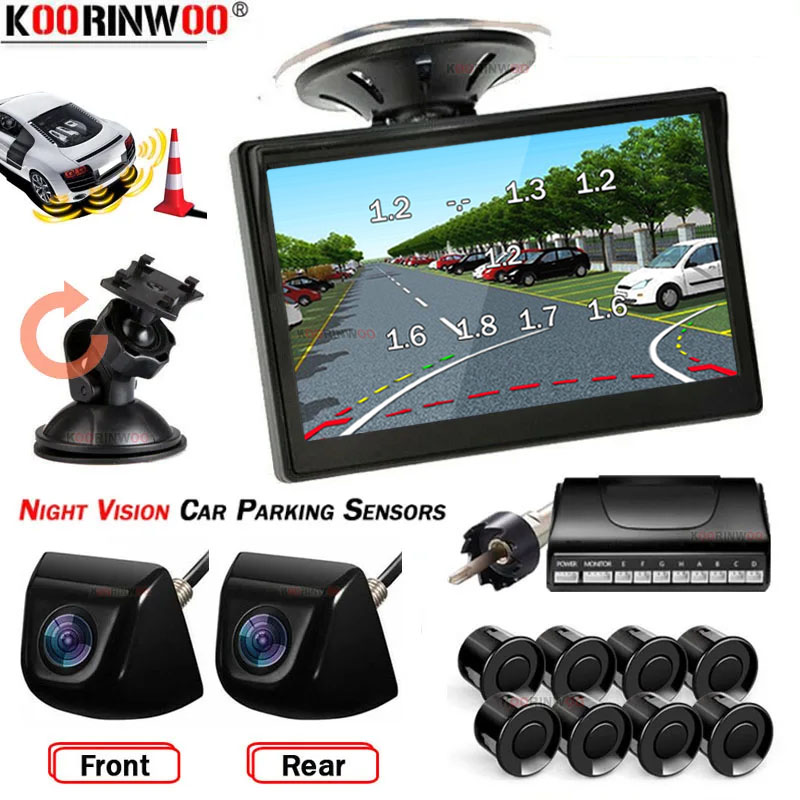 Koorinwoo インテリジェントシステム車パークトロニクス 4/8 ダイナミック軌道パーキングセンサーカメラリアミラーカムフロントフォート