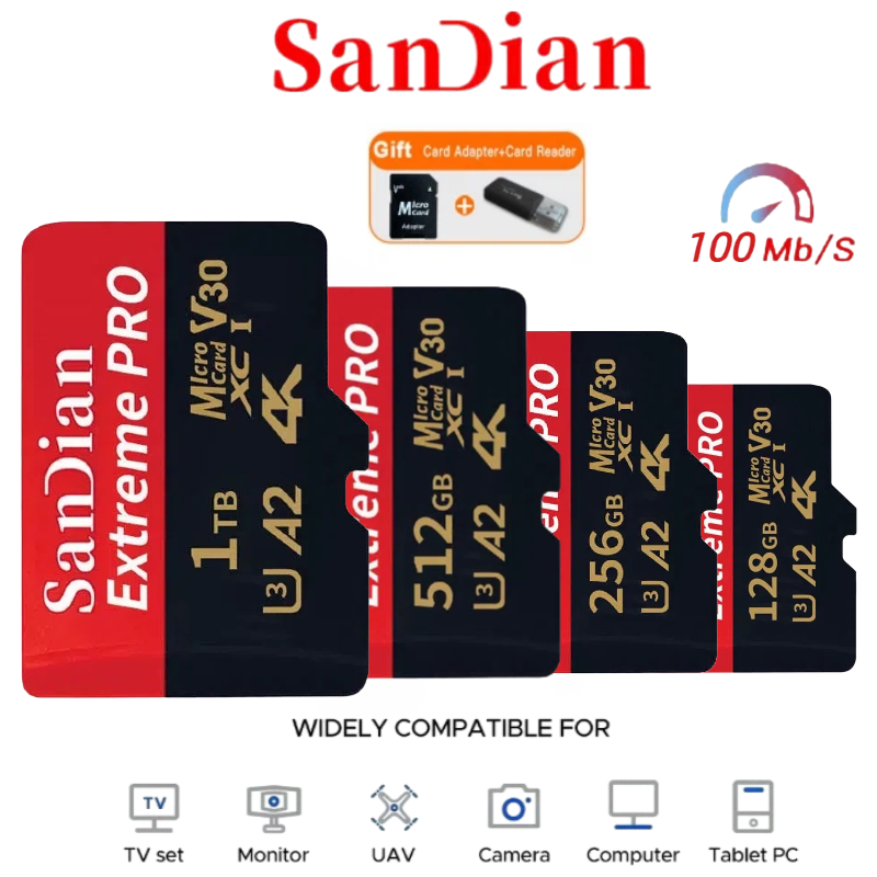 High Speed Micro TF SD Card 256GB 128GB U3 A2 Class10 Original Memory Card 4K Video Flash TF Card For Phone Camera Drone Cameras