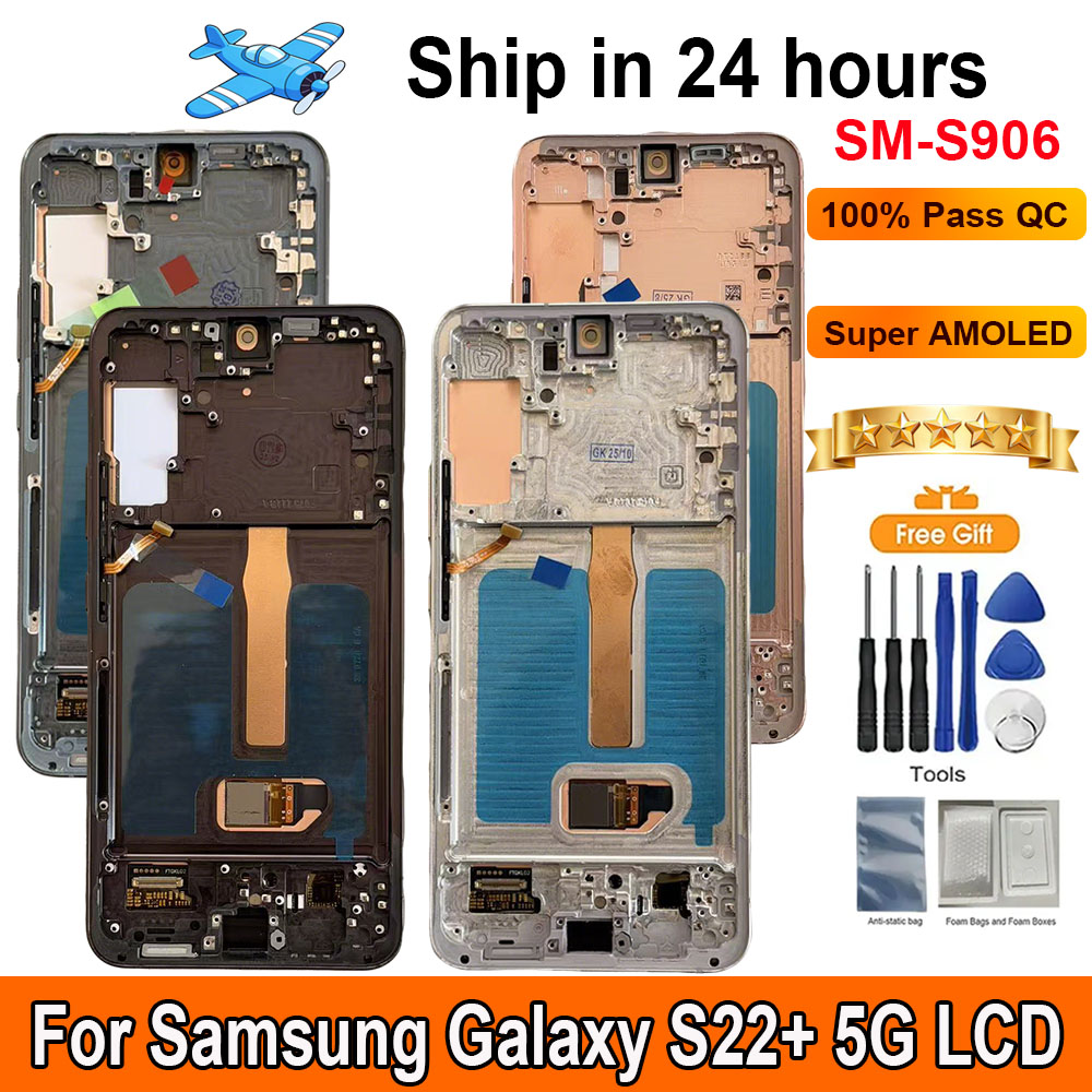 6.6''AMOLED サムスンギャラクシー S22 5 グラム lcd ディスプレイ lcd タッチスクリーンフレームディスプレイ交​​換用 S22 プラス SM-S906