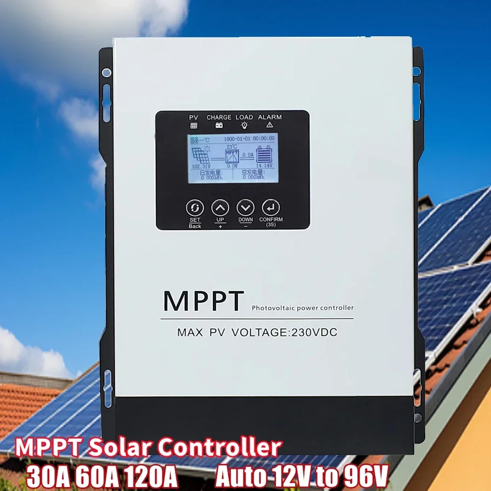 自動 12V-96V MPPT 30A 60A 120A ソーラー充電コントローラ 230V 液晶タッチ Lifepo4 リチウムゲル鉛酸ホームソーラーパネルシステム