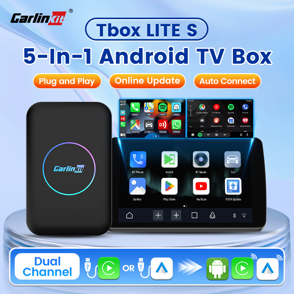 CarlinKit LITE S 5-In-1 Android TV ボックス HDMI USB デバイスサポート Netflix YouTube ワイヤレス Android Auto CarPlay Ai ボックスプラグ