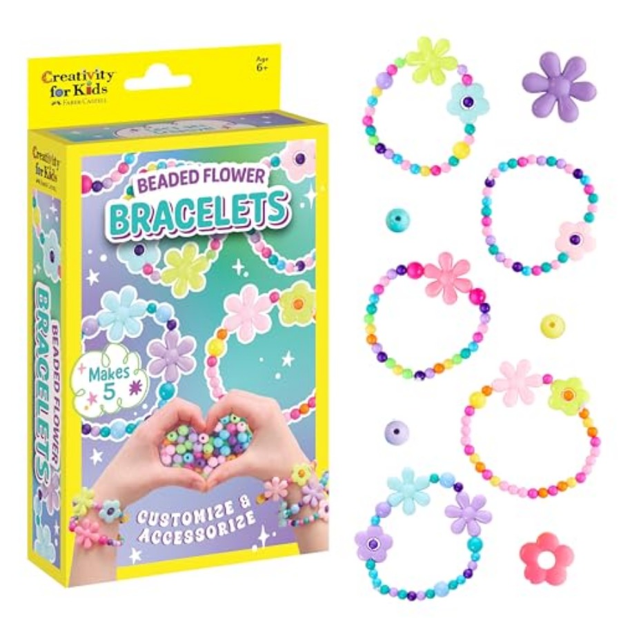 ビーズフラワーブレスレット作成キット 女の子向け DIY ジュエリークラフトキット 5 つのカラフルなビーズブレスレットを作成し、着用、共有、ギフトに