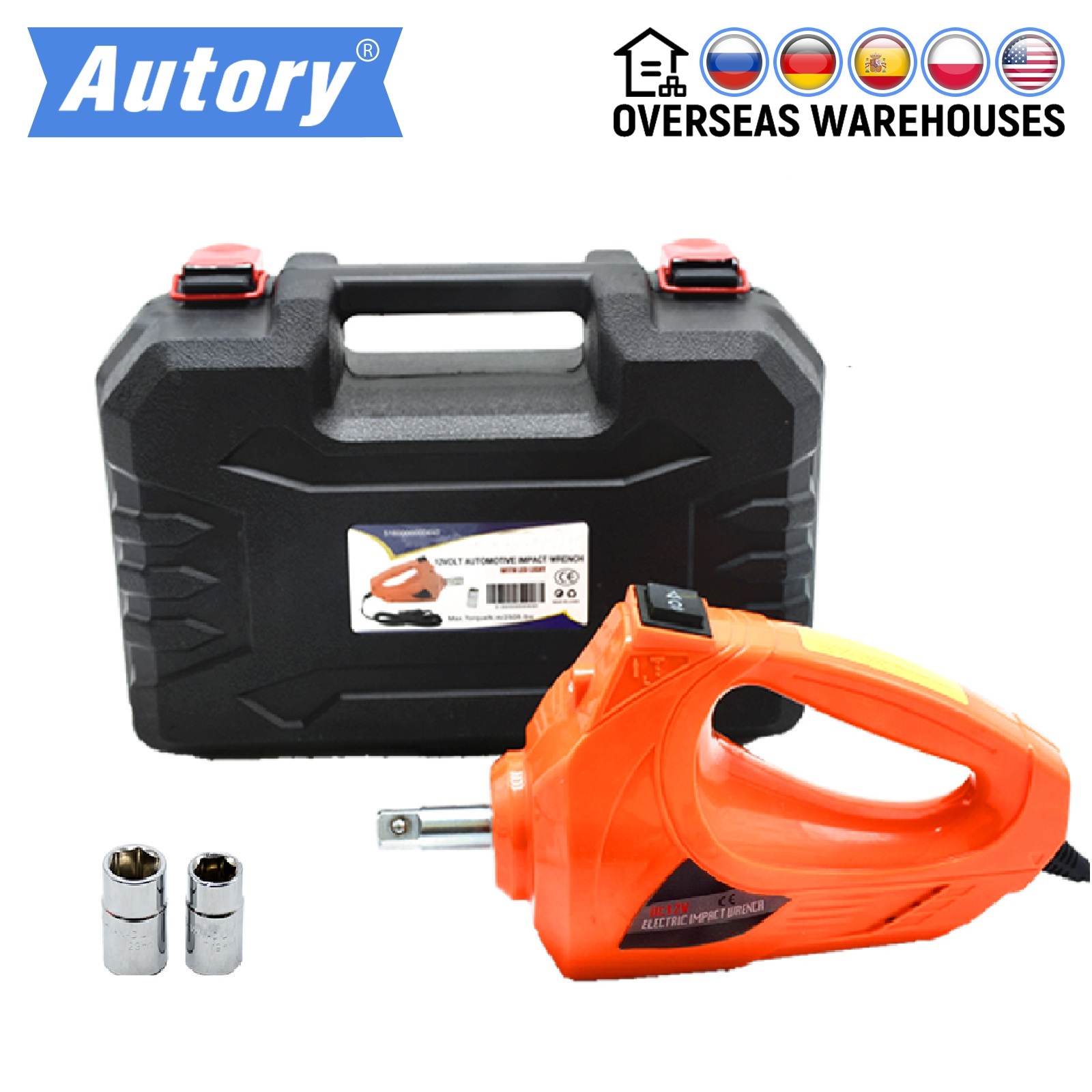 AUTORY 車電動レンチソケットインパクトレンチコードレス 12V 480N 100 ワット自動車タイヤ交換修理車ジャックモーター Led ライト