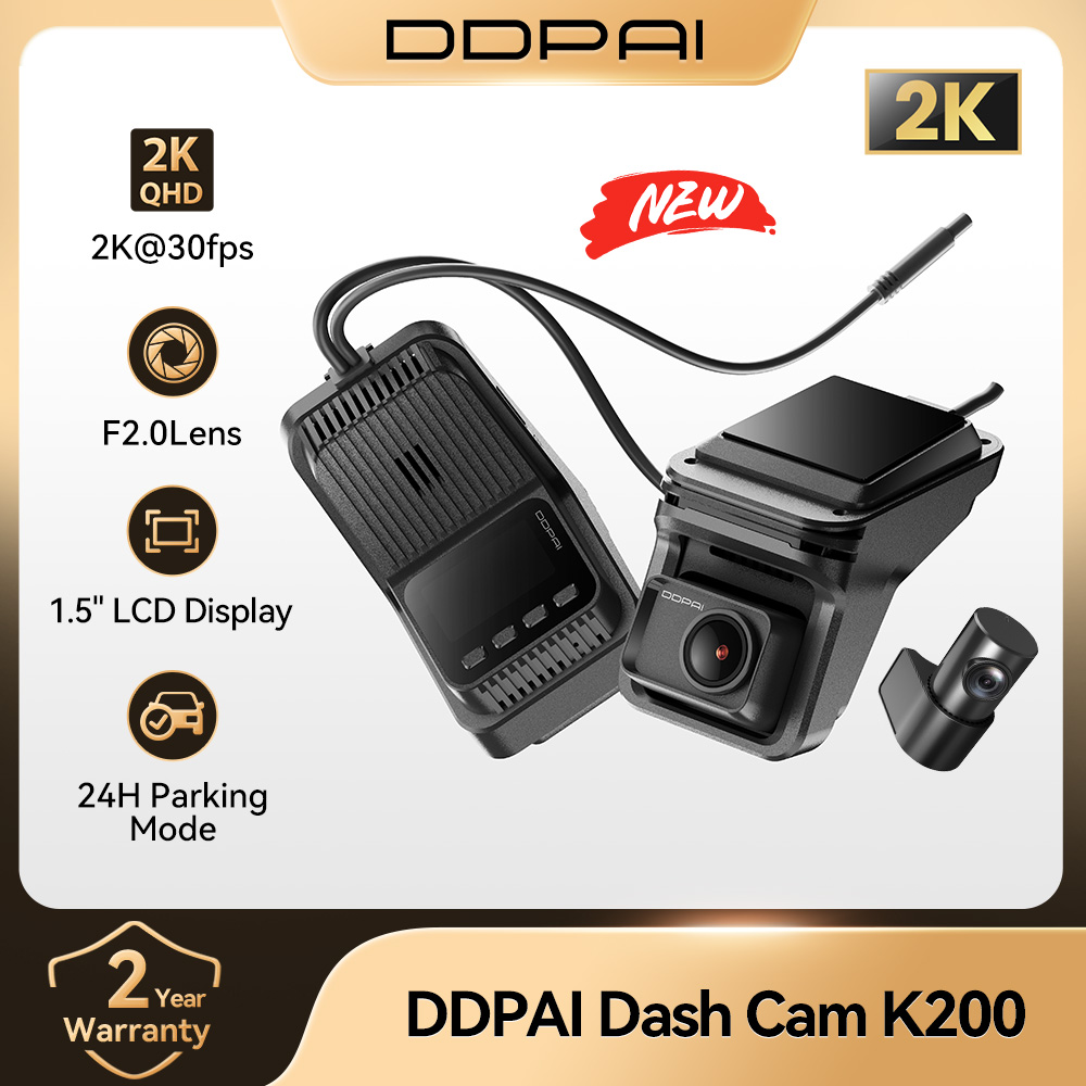 New DDPAI Dash Cam K200 2K+1080P Dual-Channel 1.5'' LCD Display Support 24H Parking Mode WIFI ADAS Car Recorder