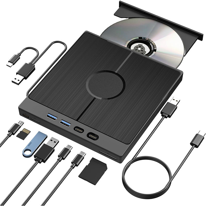 7-in-1 USB 3.0 タイプ C 外部 CD DVD RW 光学ドライブ DVD プレーヤーバーナーリーダー多機能ドライブ Windows Mac PC ラップトップ用