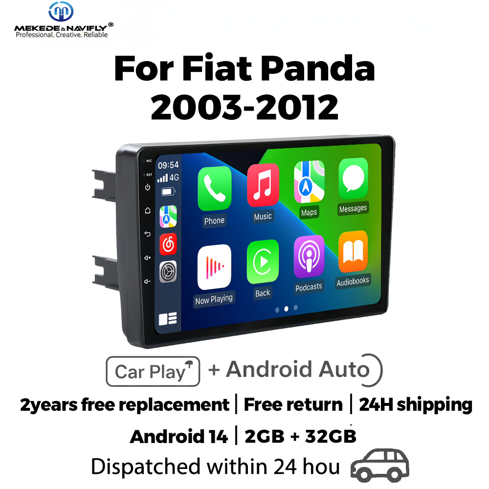 MEKEDE アンドロイド 14 フィアットパンダ 169 2003 - 2012 2 Din カーラジオステレオマルチメディア MP5 プレーヤー Carplay RDS GPS WiFi FM Autoradio