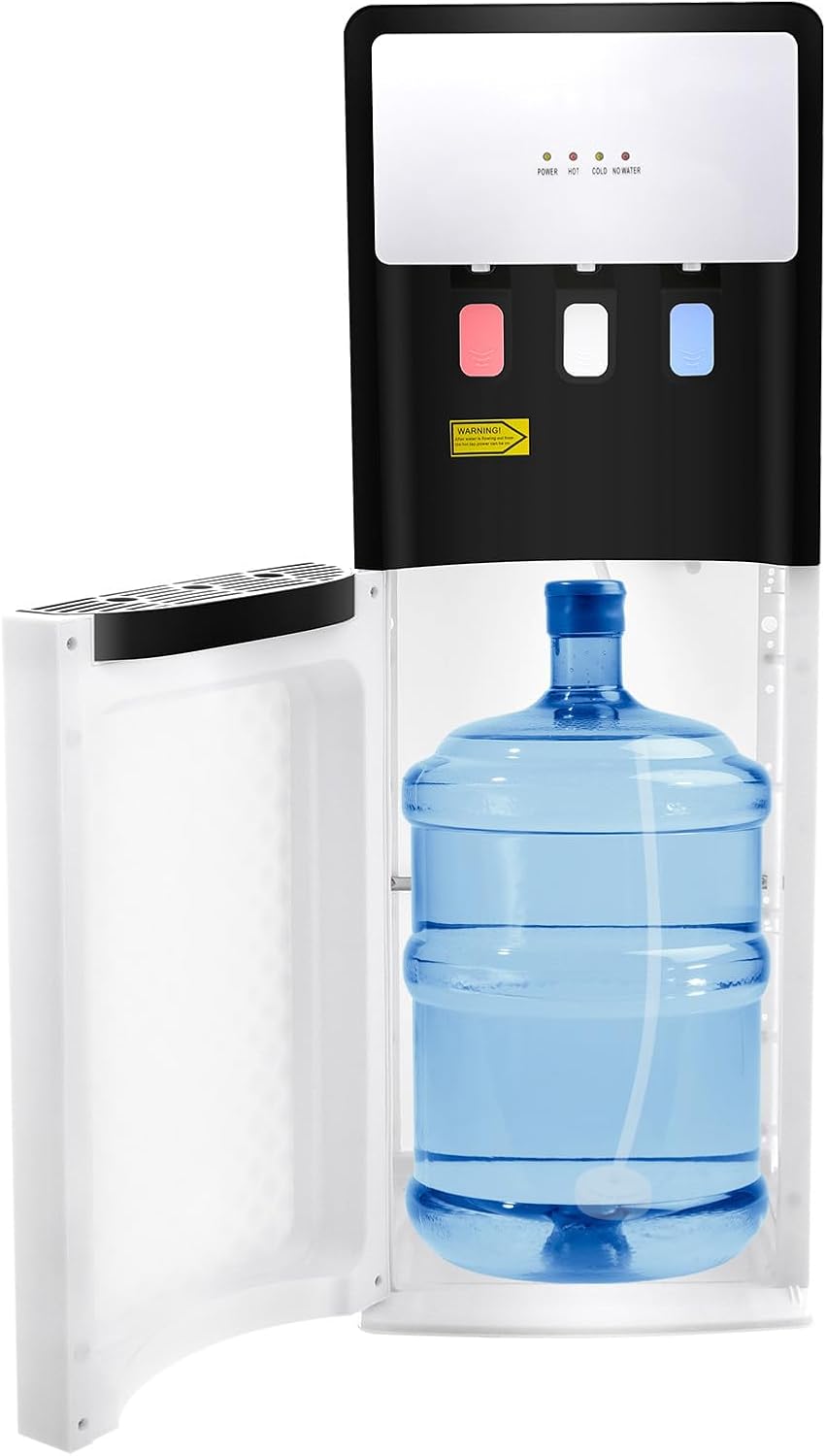 5ガロンボトムローディングウォーターディスペンサー、デュアル温度設定付き温水および冷水クーラー、家庭およびオフィス用PPウォータージャグディスペンサー、ホワイト