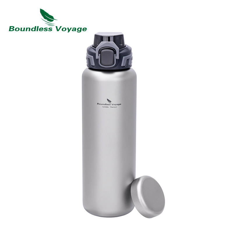 Boundless Voyage チタンウォーターボトル 1.2L 広口フラスコボトル ポータブル水筒 バックパッキングジム用 日常使用 Ti3019D
