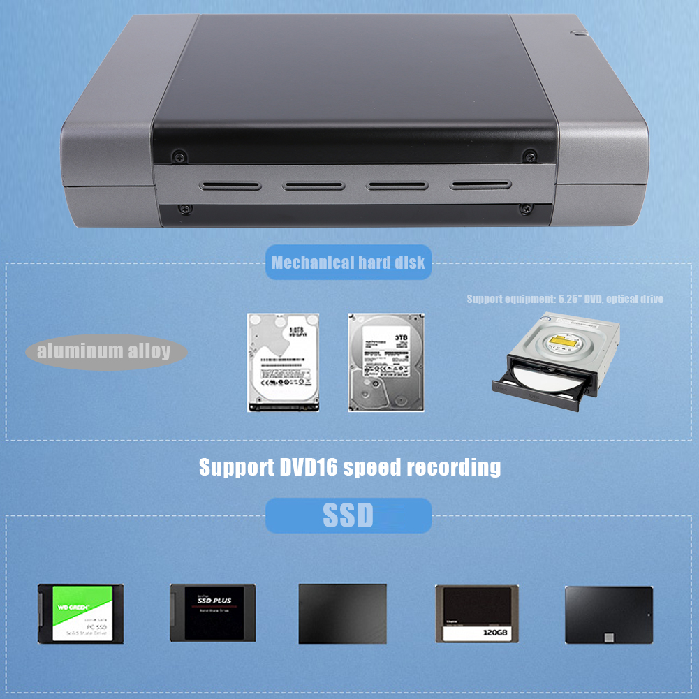 5.25 インチ光学ドライブエンクロージャ USB3.0/2.0 SATA 8 TB ハードディスクボックスサポート DVD 外付けハードドライブケース 16 速度記録
