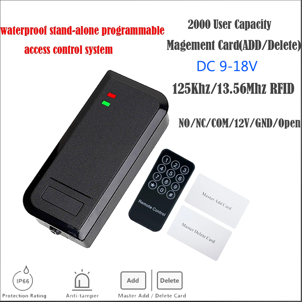 S2-EM IP66 防水 125Khz 13.56MHZ RFID アクセス コントローラー カード リーダー アクセス制御システム マネージャー カード 2000 ユーザー付き
