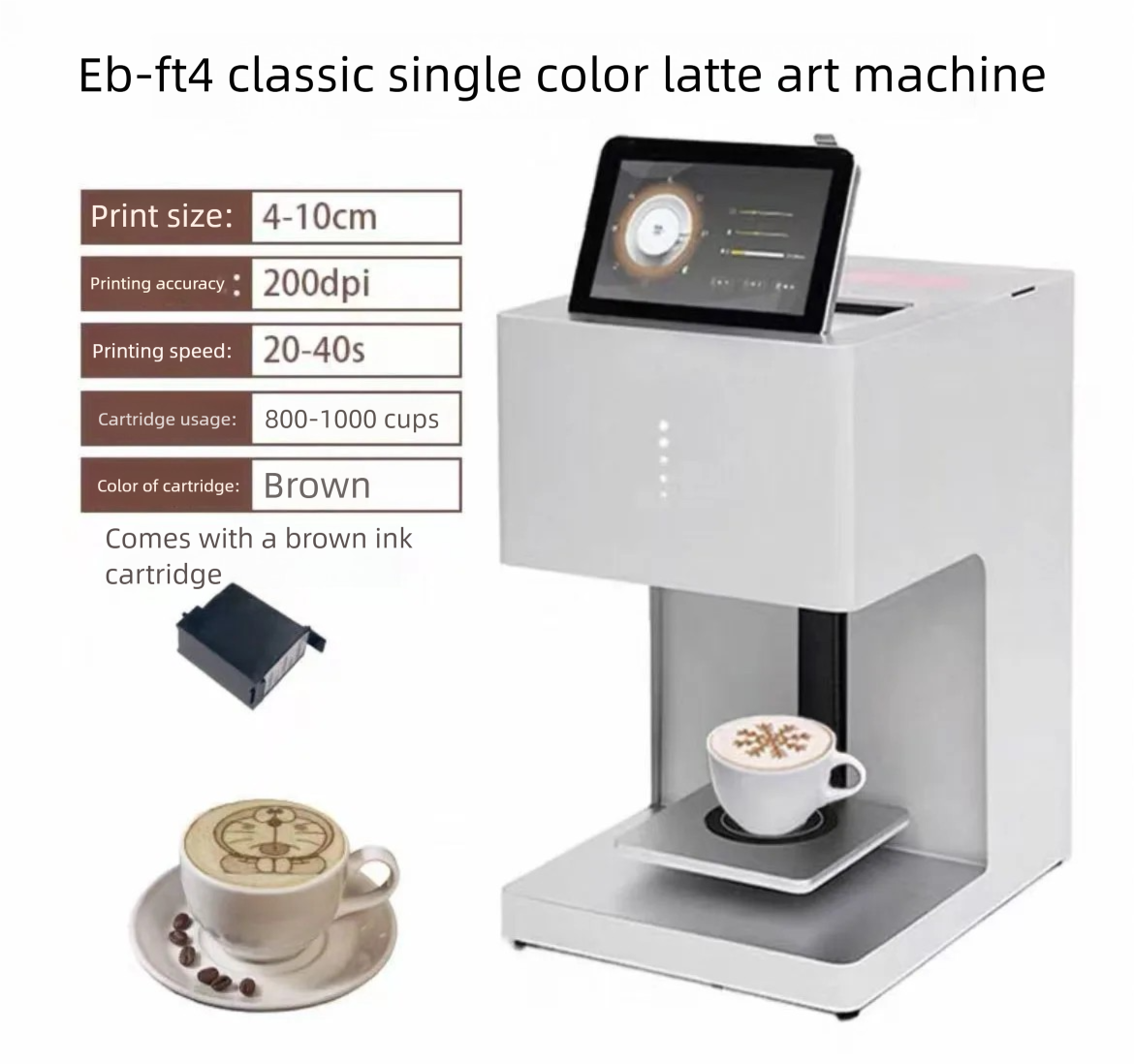 ワイヤレス WiFi コーヒー アート プリンター - ホーム バリスタ、カフェ向けの電話アプリ コントロールを備えた最新の食用インク ラテ プリンター