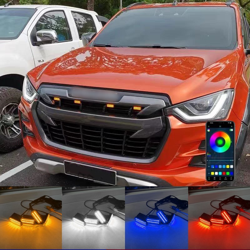 Beusfirts LED フロントグリルライトいすゞ D-MAX DMAX 2015-2023 車のデイタイムランニングライトホイール眉毛ランプピックアップ 12V