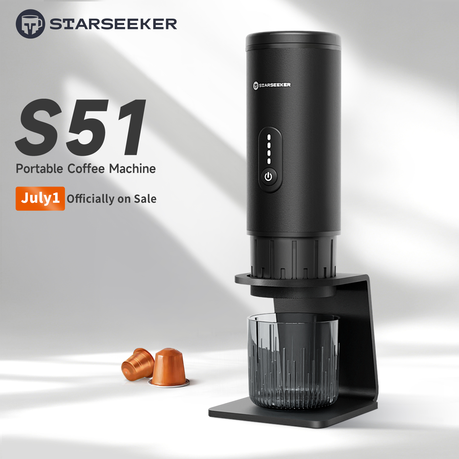 STARSEEKER S51 ポータブルコーヒーメーカー旅行電気カプセルエスプレッソマシン USB-C ワイヤレス加熱底なし抽出