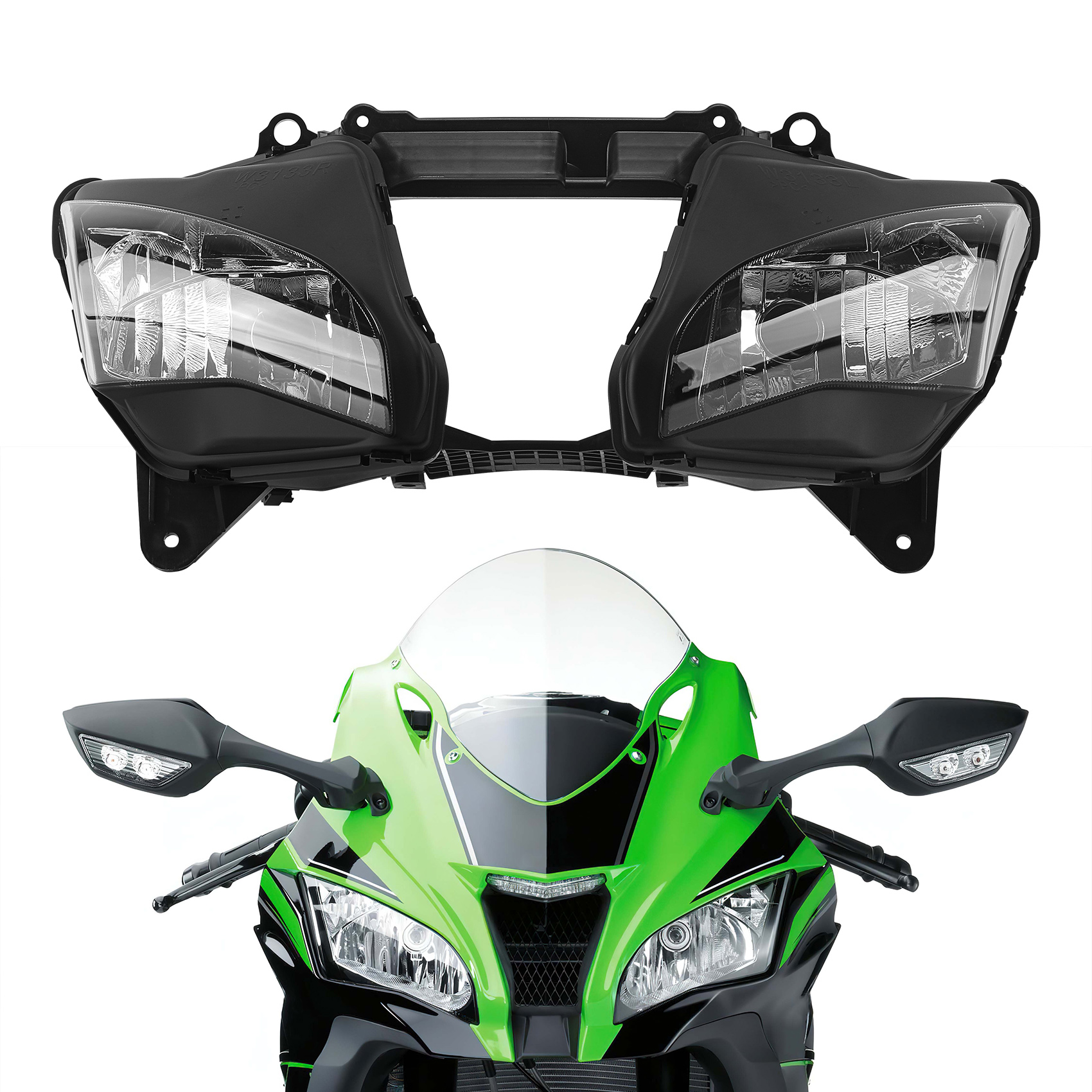 フロントヘッドライトライトアセンブリカワサキニンジャ ZX10R ZX-10R 2016-2020 2017 2018 2019 オートバイ