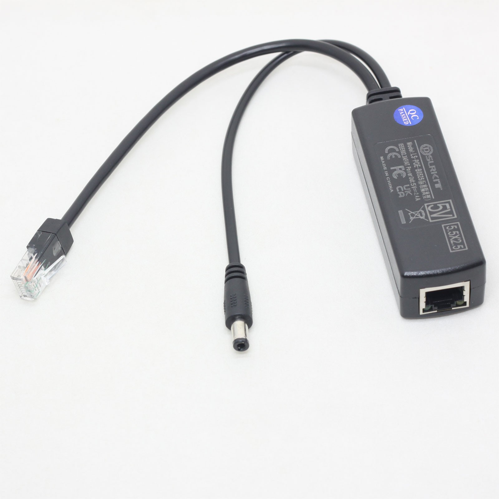 DSLRKIT 5.5x2.5mm DC 5V 2.4A アクティブ PoE スプリッター パワーオーバーイーサネット (色相ブリッジ用)