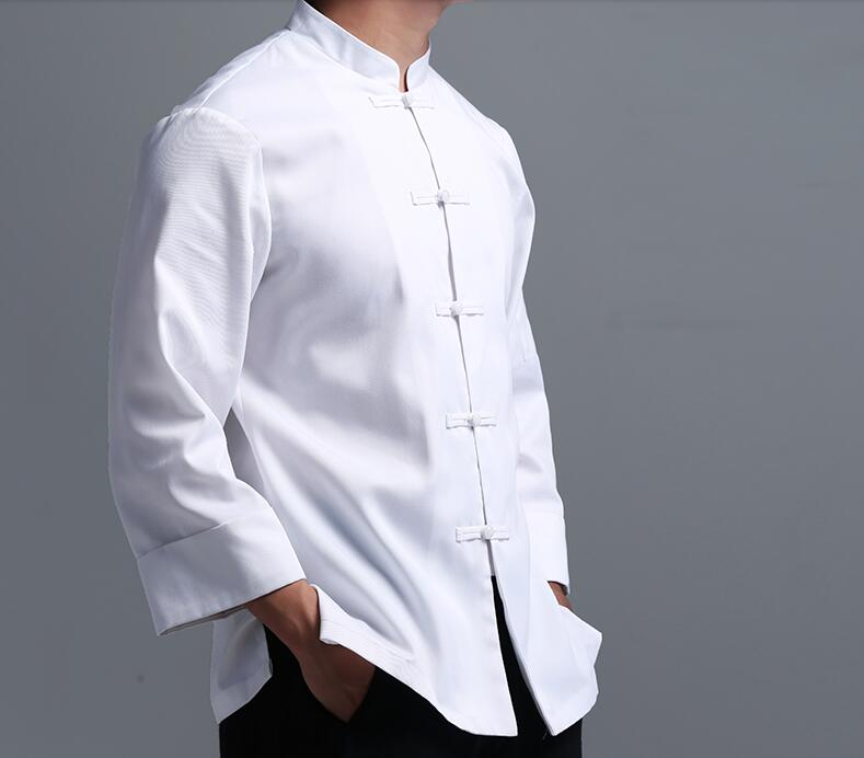 夏中華レストランシェフシャツ制服白ジャケット唐ヴィンテージ男性調理作業