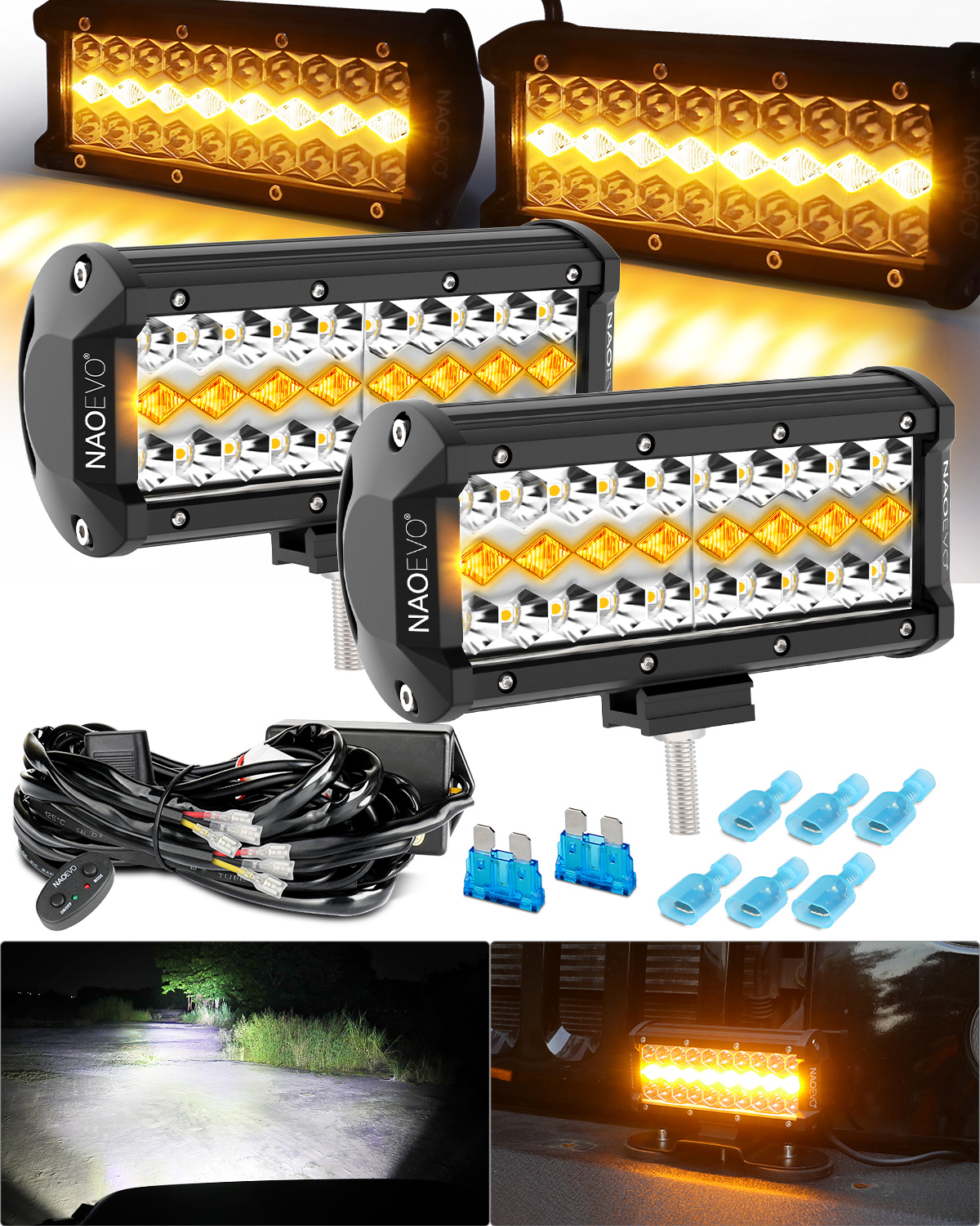 7 インチ LED ライトバー 60 ワット 6000LM 3 モード 12V スポットライト LED ワークランプドライビングフォグ 4x4 オフロードトラック ATV ボート自動車アクセサリー用