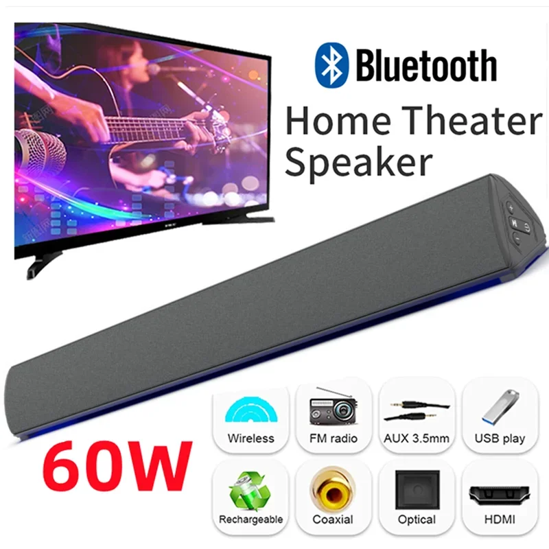60 ワットワイヤレステレビ PC サウンドバー Bluetooth スピーカーホームシアター 3D ステレオサウンドシステムカラオケサブウーファー FM 音楽センターサウンドバー