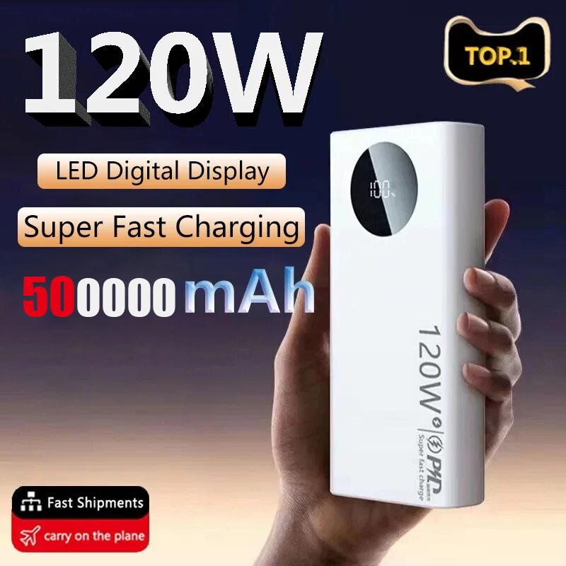 50000mAh 高容量パワーバンク 120 ワット高速充電 Powerbank ポータブルバッテリー充電器 iPhone Samsung Huawei および Xiaomi 新しい