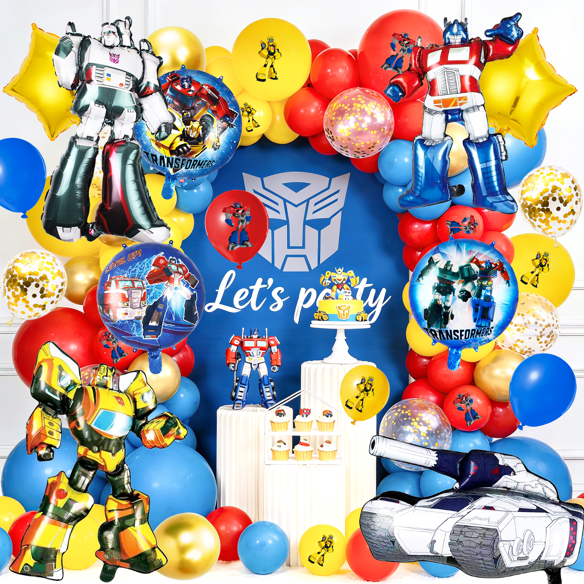 82 個のトランスフォーマー誕生日デコレーションバルーンセット - トランスフォーマーのテーマパーティーラテックスバルーン