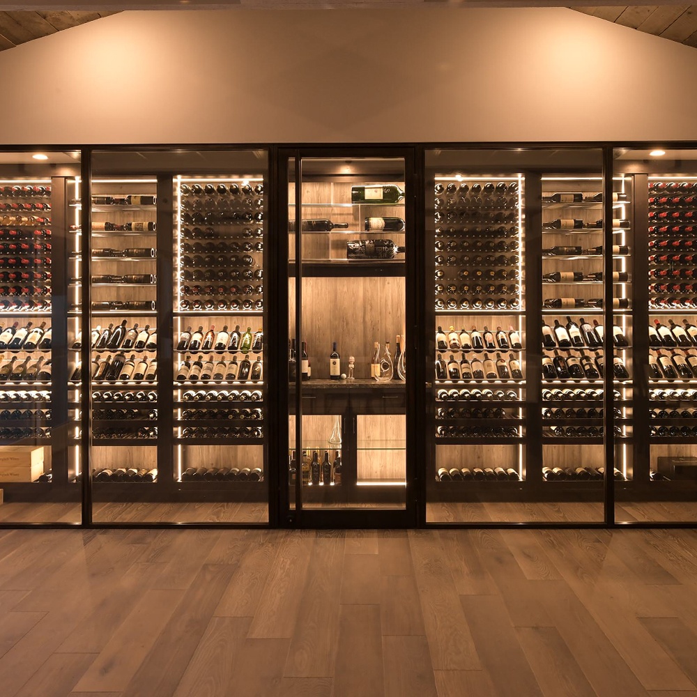 Modern Classic Wooden Stainless Steel Wine Cellar Cabinet Constant Temperature Wine Refrigerator Restaurant Bar Wine Cabinet