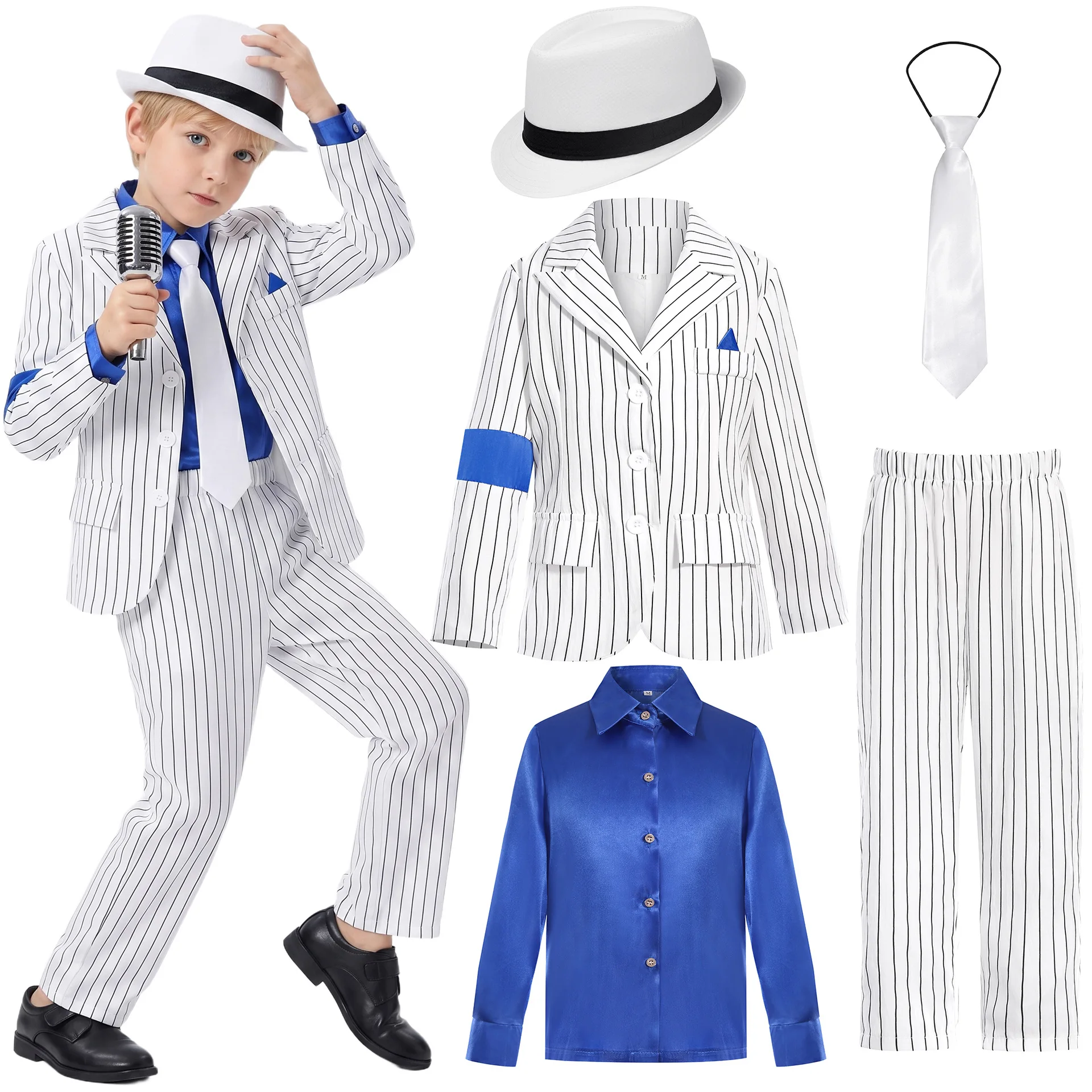 子供マイケル・ジャクソン衣装コスプレダンススター光沢のあるパンツ 80 年代 90 年代ステージパーティー衣装男の子子供服セット