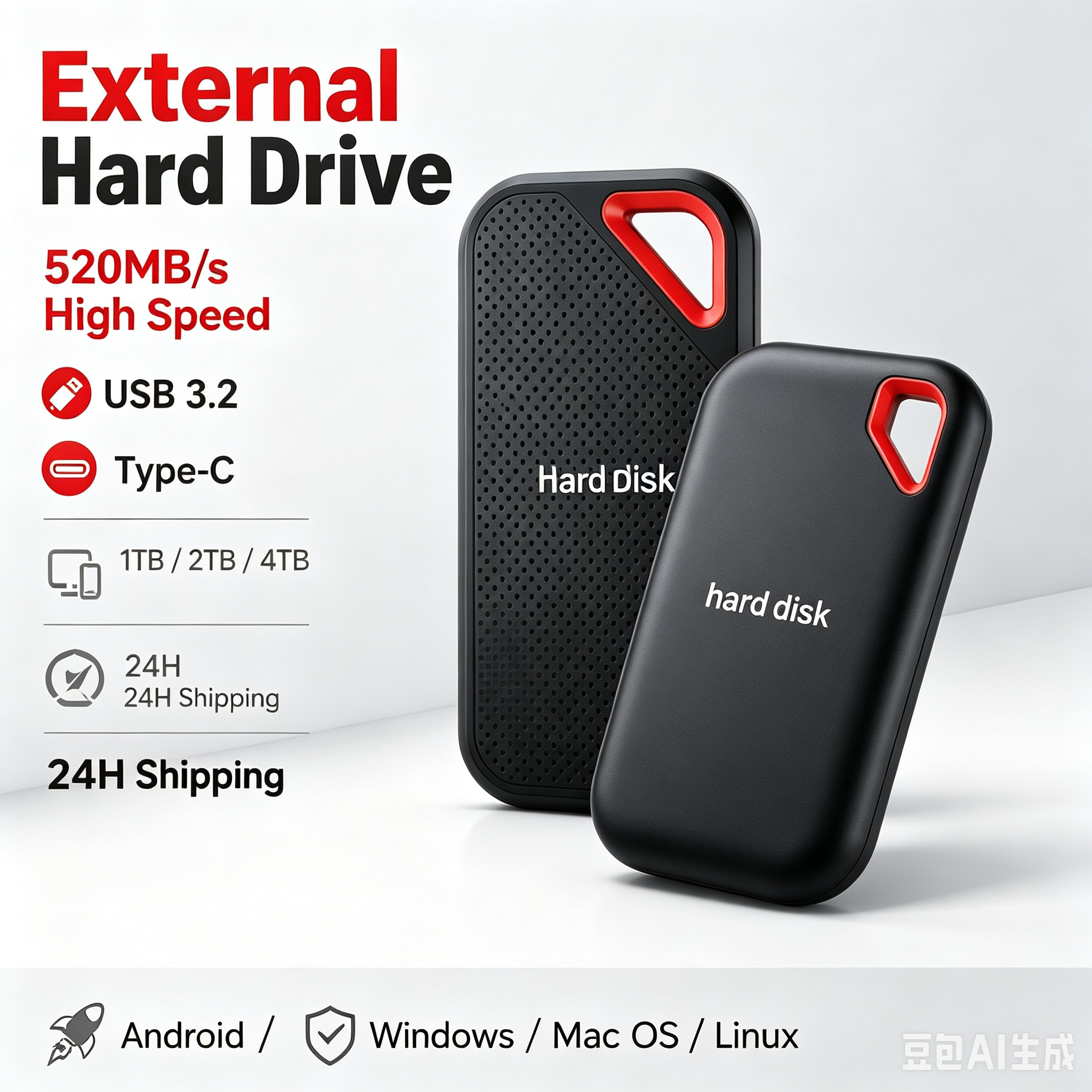 超薄型 2 TB モバイルハードディスク USB3.1 ポータブル外付けハードドライブプラグアンドプレイ PC ノートブックメディアファイルバックアップ 2026