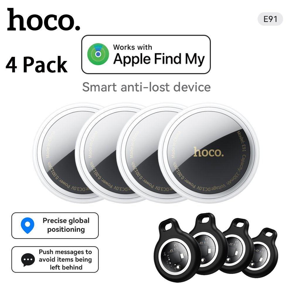 HOCO 4 パック 紛失防止デバイス エアタグ Apple IOS システム GPS ロケーター ウォレット キーホルダー 車 ペット ファインダー 保護ケース付き