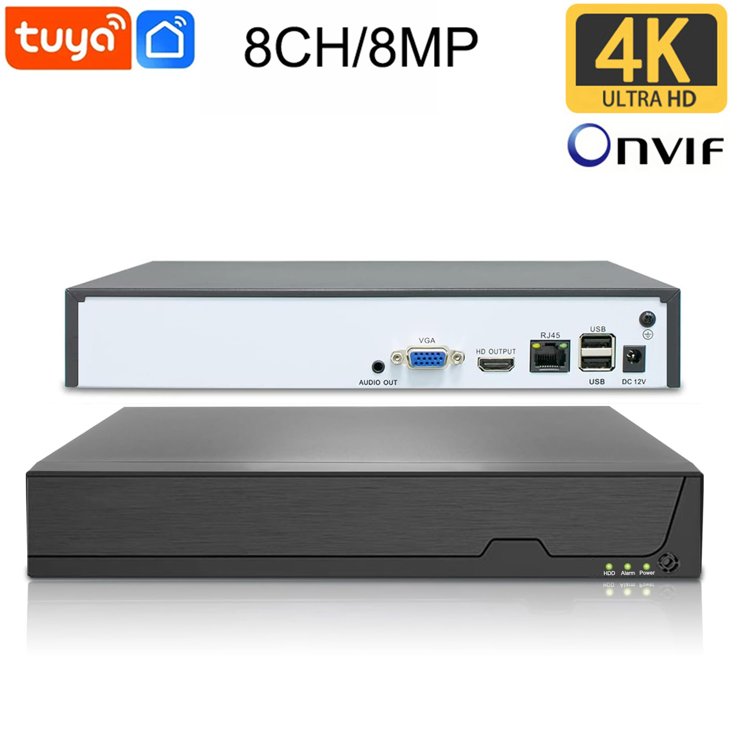 SmartCnet 4K 8MP 8CH Tuya Smart Onvif H.265 ビデオ監視 NVR レコーダー P2P モーション検出レコーダー IP カメラ CCTV システム用