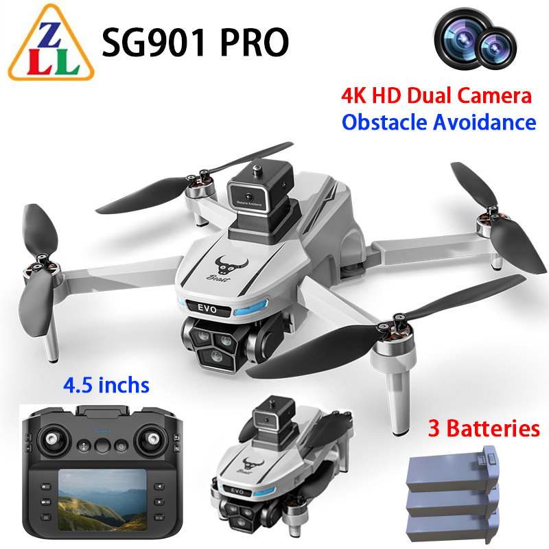ZLL SG901 Pro ドローン WIFI FPV 4K デュアルカメラ スマート障害物回避 クアッドコプター リモコン 4.5インチ画面付き