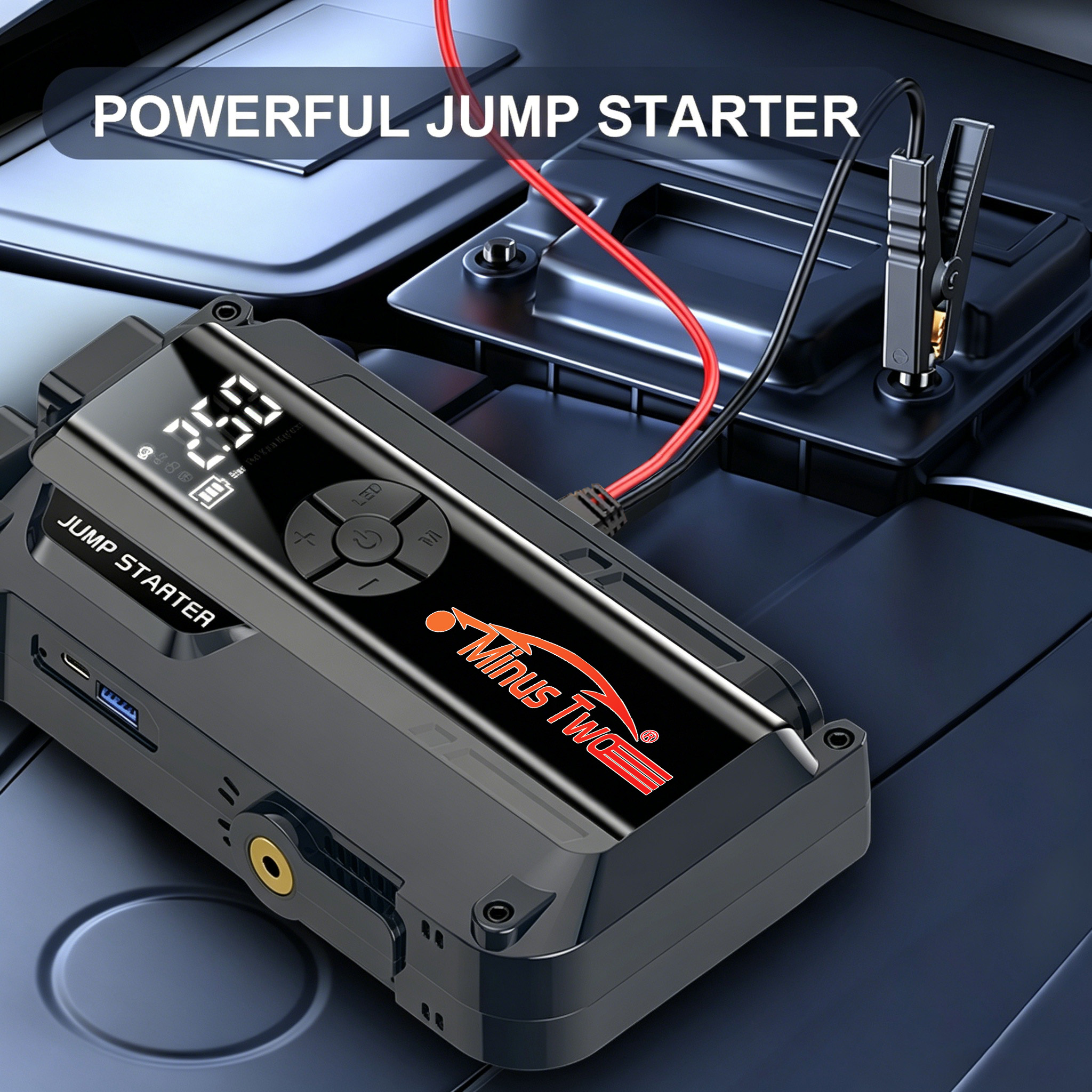 4 in 1 1000A ピークカージャンプスターター、150PSI ポータブルエアコンプレッサー、ガソリンディーゼルトラック SUV 用 12V バッテリーブースターパワーパック。