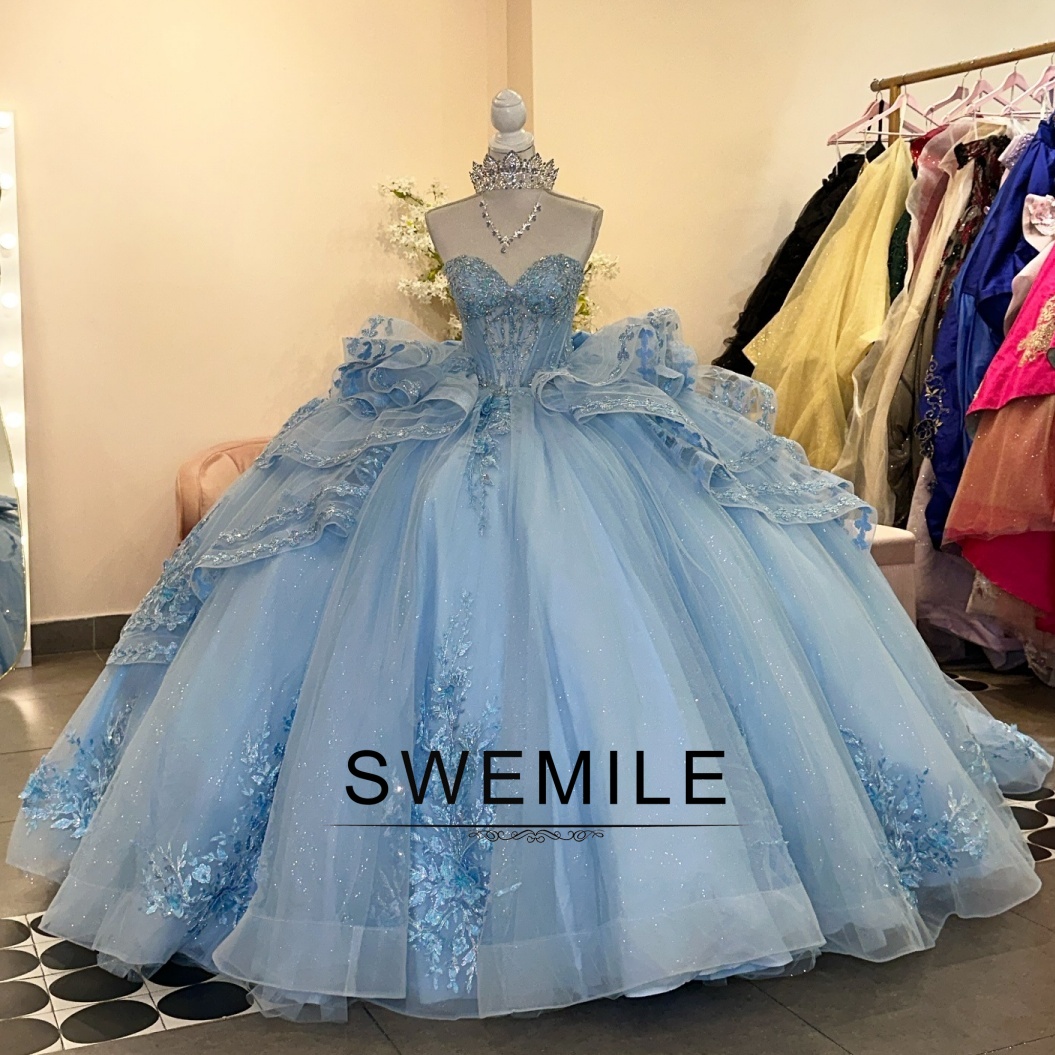 SWEMILE トレンディな恋人キンセアニェラ 15 ノースリーブ レースアップ チュール Vestidos デ 15 キンセアニェラ 2026 カスタマイズされたドレス