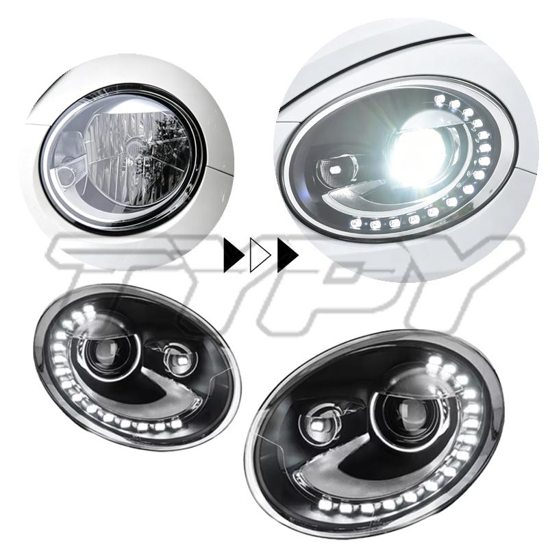 2PS 車のヘッドライト VW ビートル 2013-2018 LED 車ランプデイタイムランニングライトダイナミックプラグアンドプレイカーアクセサリー、TYPY 用