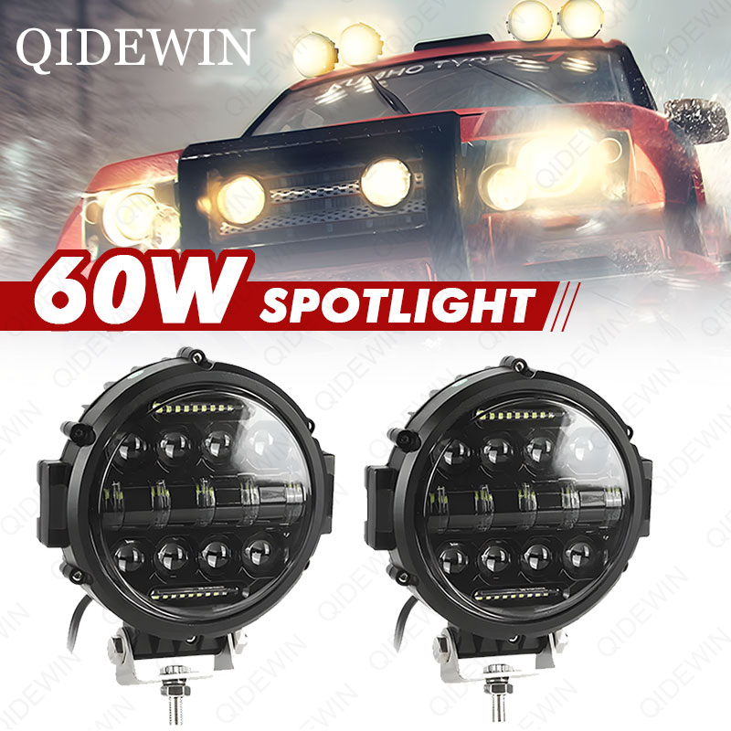 7インチ 100W ラウンド LED ワークライト オフロード LED ワークライトバー ホワイト DRL ライト フラッドスポットビーム SUV ATV トラクター トラック ボート LED ライト用