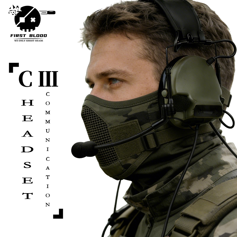 Tactical COMTAC Ⅲ Headset for Airsoft Kenwood U94 PTT Communication Shooting Earphone Outdoor Hunting - No Noise Reduction