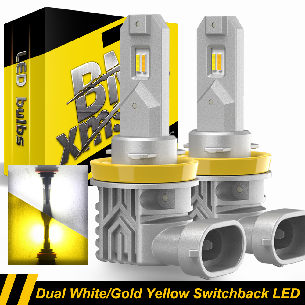 BMTxms 2 個 Canbus H8 H11 H16 JP LED フォグランプ 6500K ホワイト 3000K イエロー デュアル カラー スイッチバック H10 9145 9005 9006 LED DRL ライト