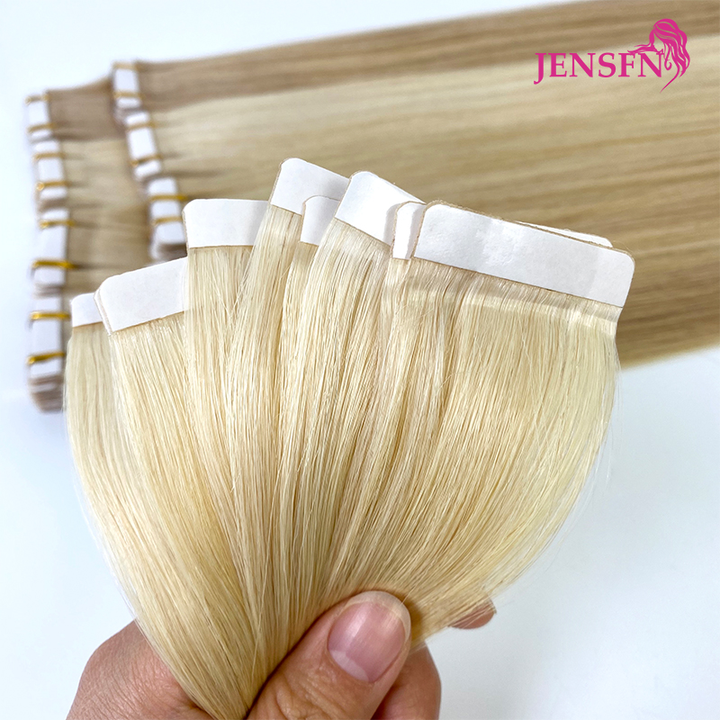 JENSFN 高品質テープインヘアエクステンションレミー人毛 100% レミーナチュラル 16 "-26" インチ 613 ストレートシームレステープイン