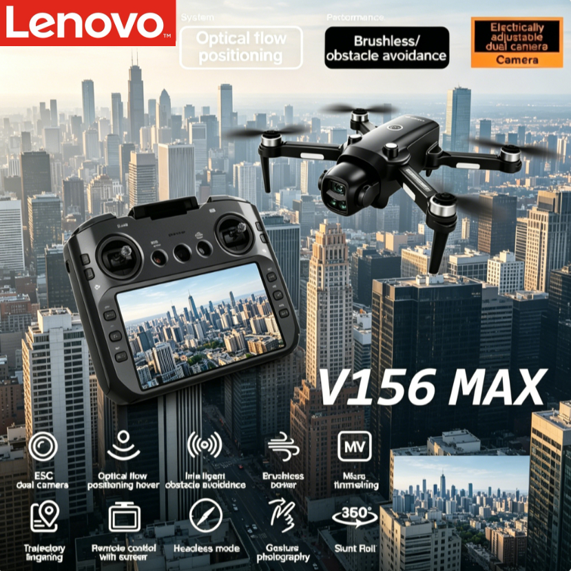 Lenovo V156 MAX 折りたたみ式ドローン 8K HD 4K デュアルカメラ 5G FPV ブラシレス障害物回避オプティカルフロー RC クアッドコプター