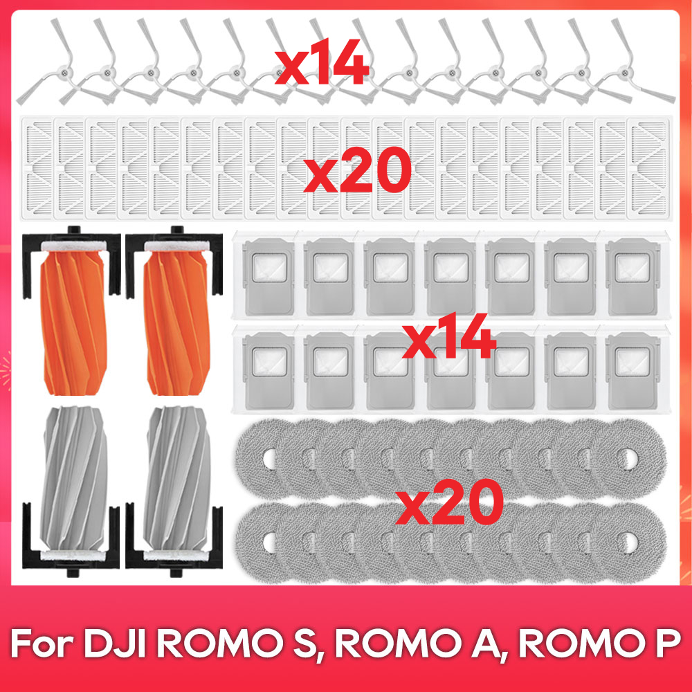 適合 (DJI ROMO S、ROMO A、ROMO P) メインサイドブラシフィルターダストバッグモップロボット掃除機アクセサリーパーツ