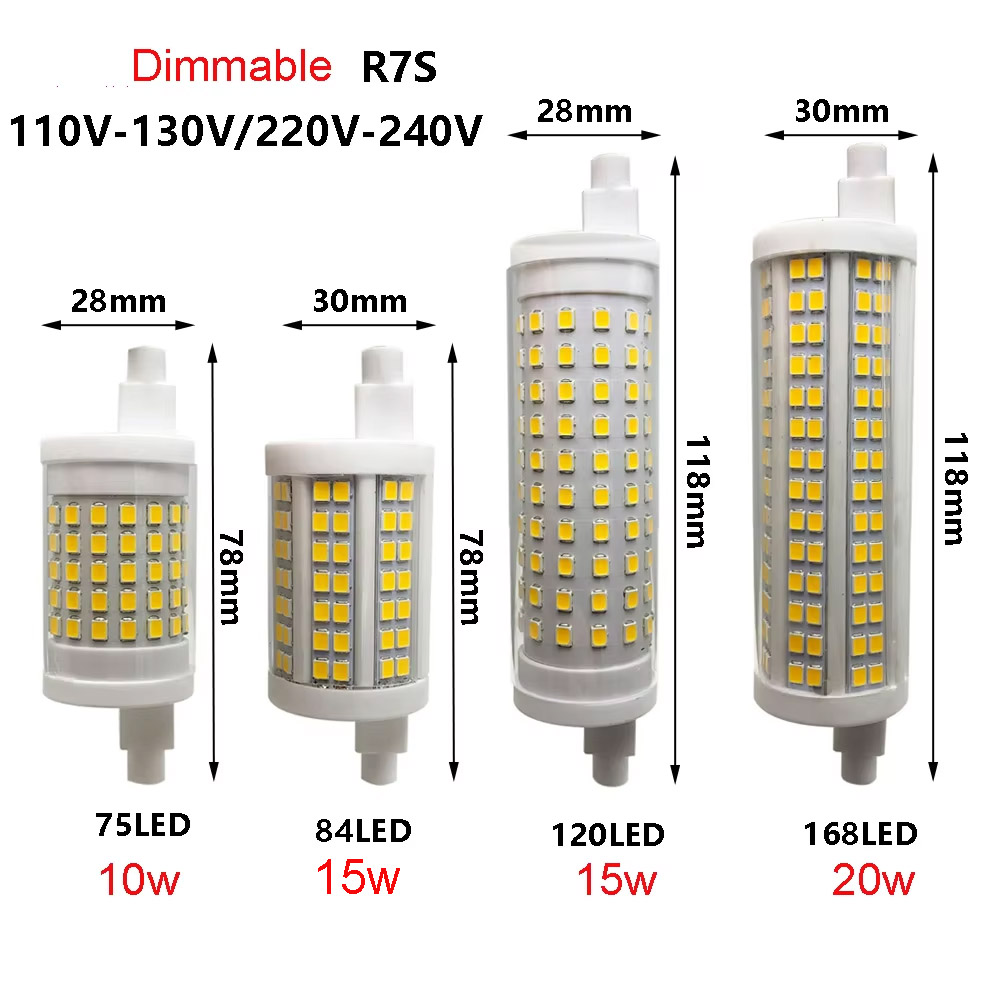 ハイライト調光可能な R7S セラミック電球 R7S 十字凹型ランプ J78mm J118mm LED チューブ 110V 220V 投光器電球 3000k 4000k 6000k
